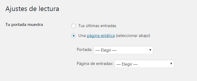 Mostrar las últimas entradas o página estática en la portada (página inicio) de nuestro WordPress