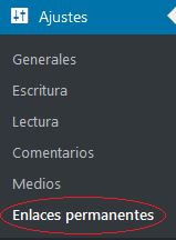 Menú Ajustes - Enlaces Permanentes (Permalinks)