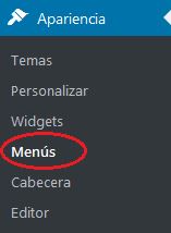 Editar menús desde Apariencia > Menús