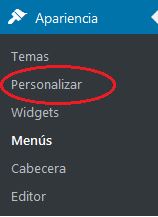 Menú Personalizador WordPress - Customizer