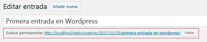 Editar el Slug en el Enlace Permanente (Permalink) de la edición de la página o entrada