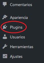 Menú administración WordPress - Acceso a los Plugins