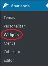 Menú administración WordPress - Acceso a los Widgets